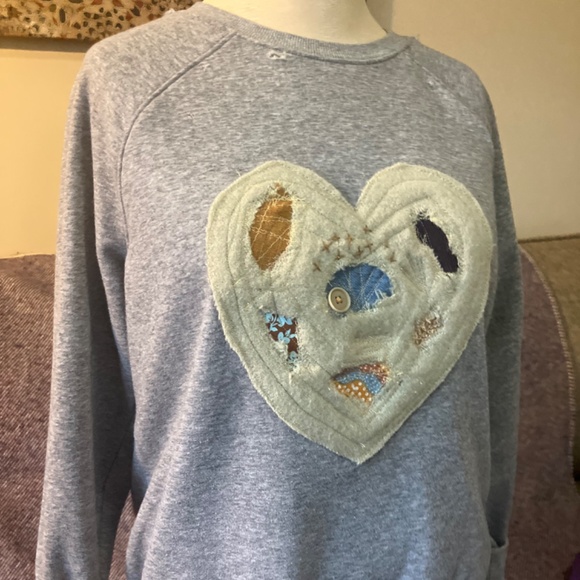 Reworked Tattered Heart Sweater.  Size 8 - Picture 3 of 6
